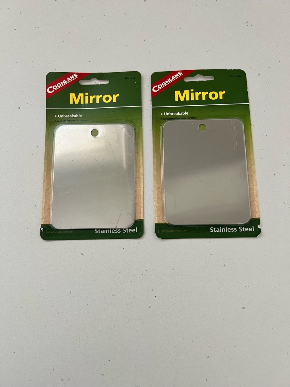 NWT Coghlan’s 714 Stainless Steel Camping Mirrors 2-Pack Unbreakable